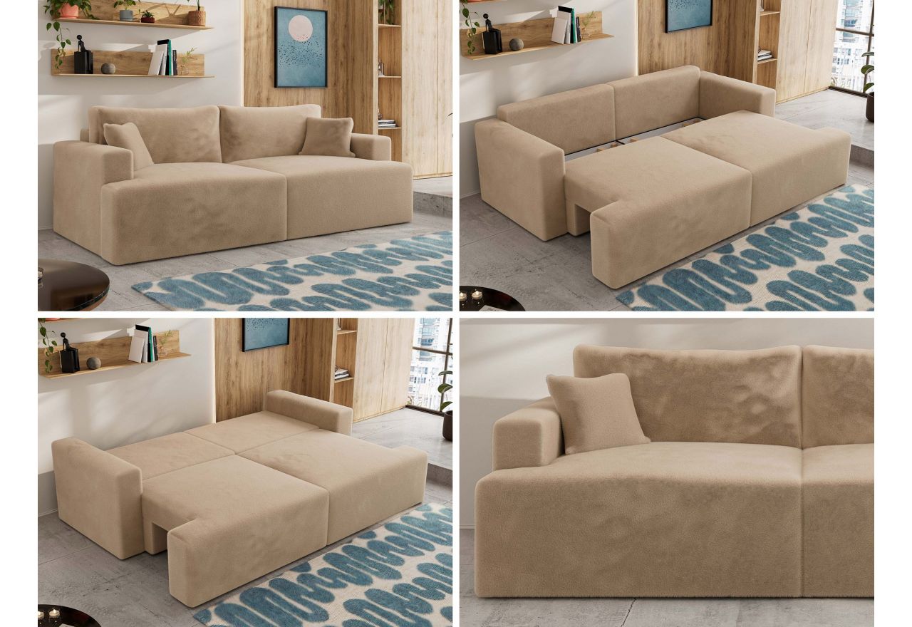 Sofa VIRELLA - beżowy, plusz