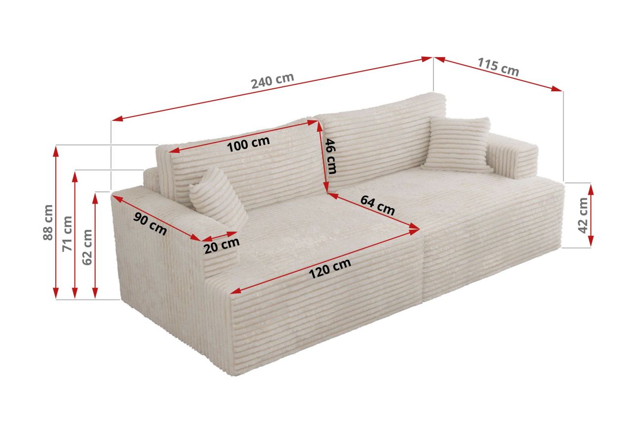 Sofa VIRELLA - beżowy, sztruks