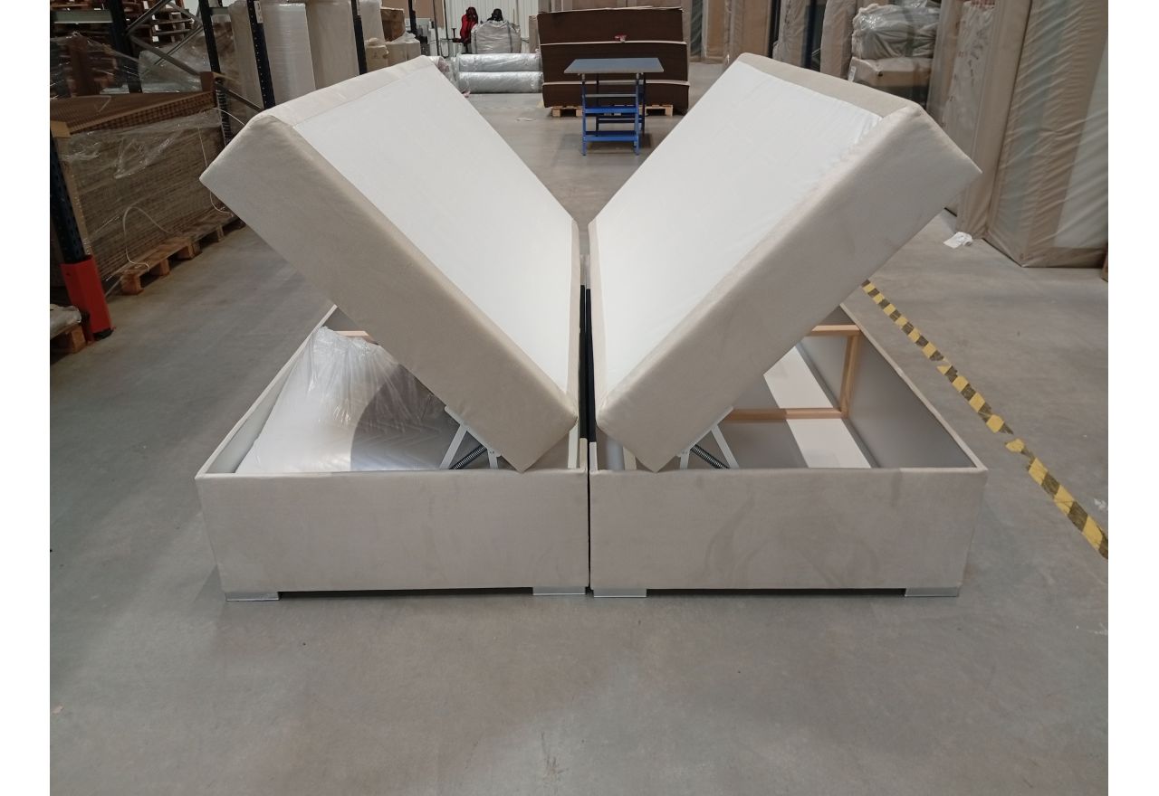 Łóżko kontynentalne bez wezgłowia BESS 200x200 - Monolith 02 - beżowy - OUTLET