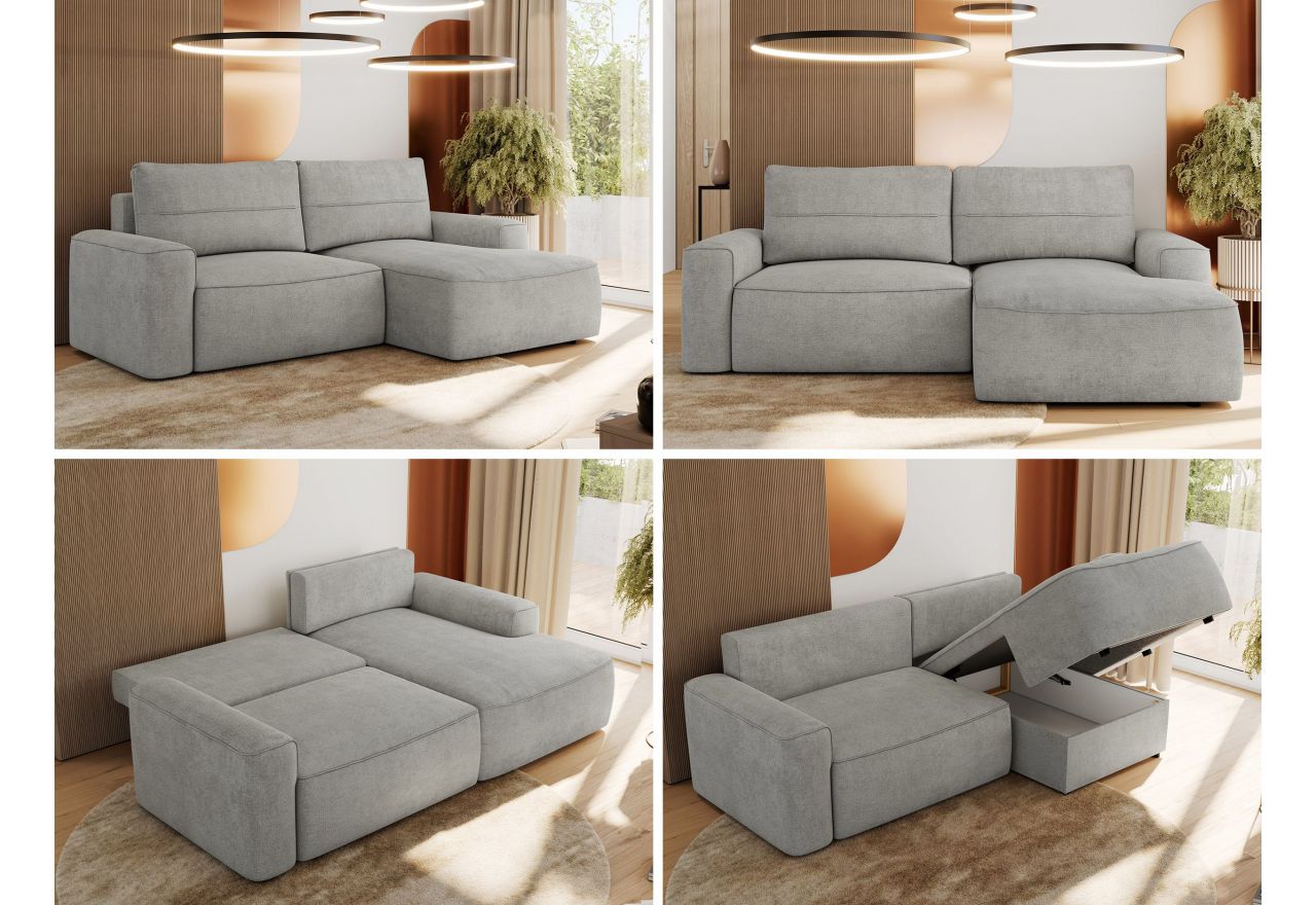 Narożnik BELLUNO L - strona prawa - jasnoszary, struktura