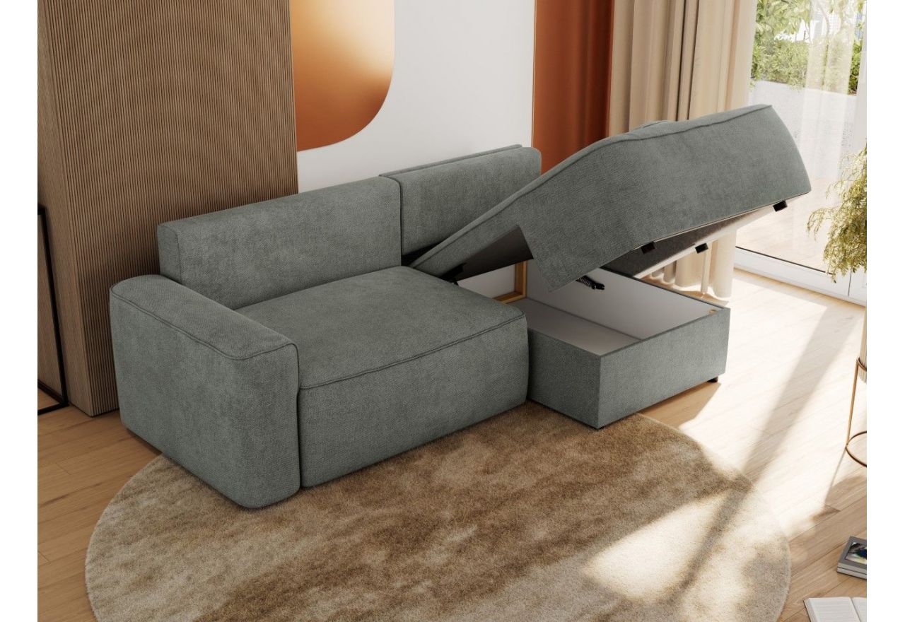 Narożnik BELLUNO L - strona prawa - szary, struktura