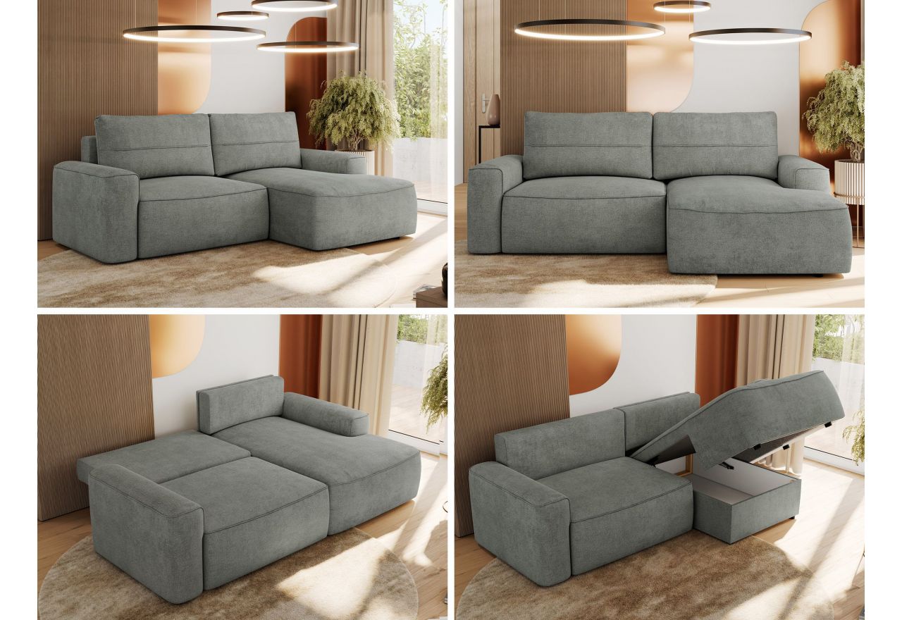 Narożnik BELLUNO L - strona prawa - szary, struktura