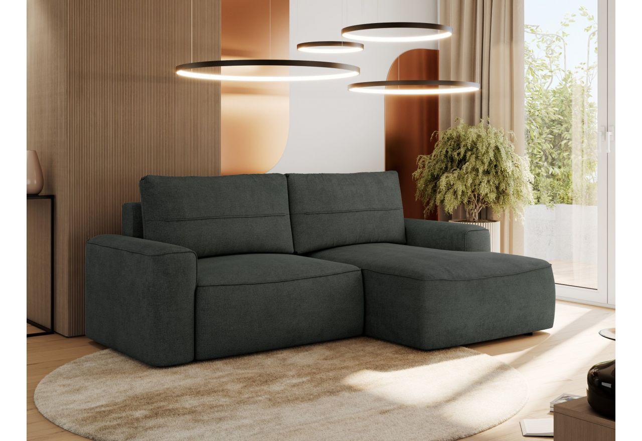 Narożnik BELLUNO L - strona prawa - ciemnoszary, struktura