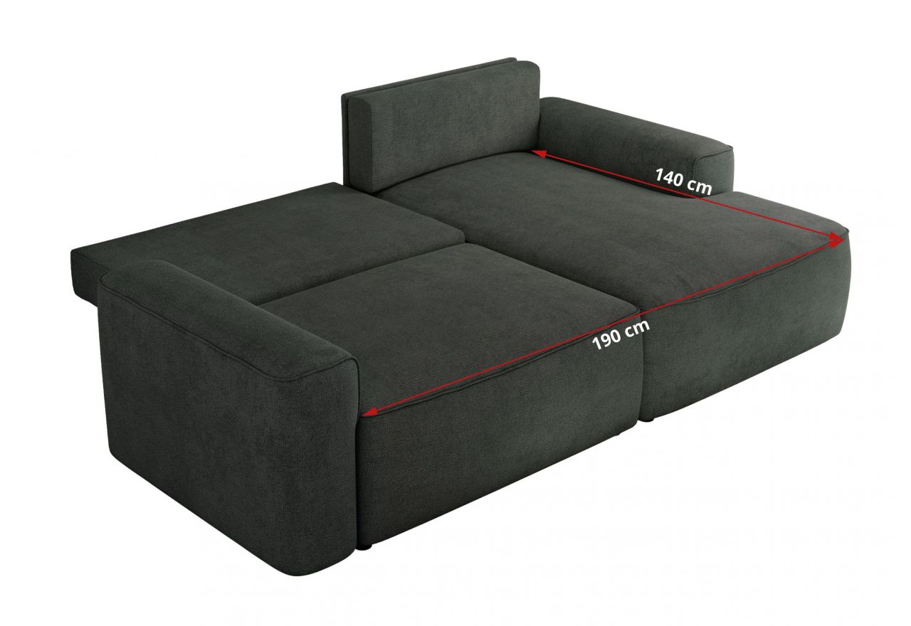 Narożnik BELLUNO L - strona prawa - ciemnoszary, struktura