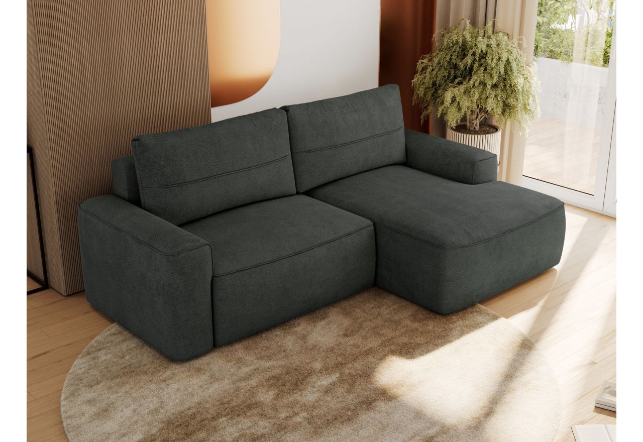 Narożnik BELLUNO L - strona prawa - ciemnoszary, struktura