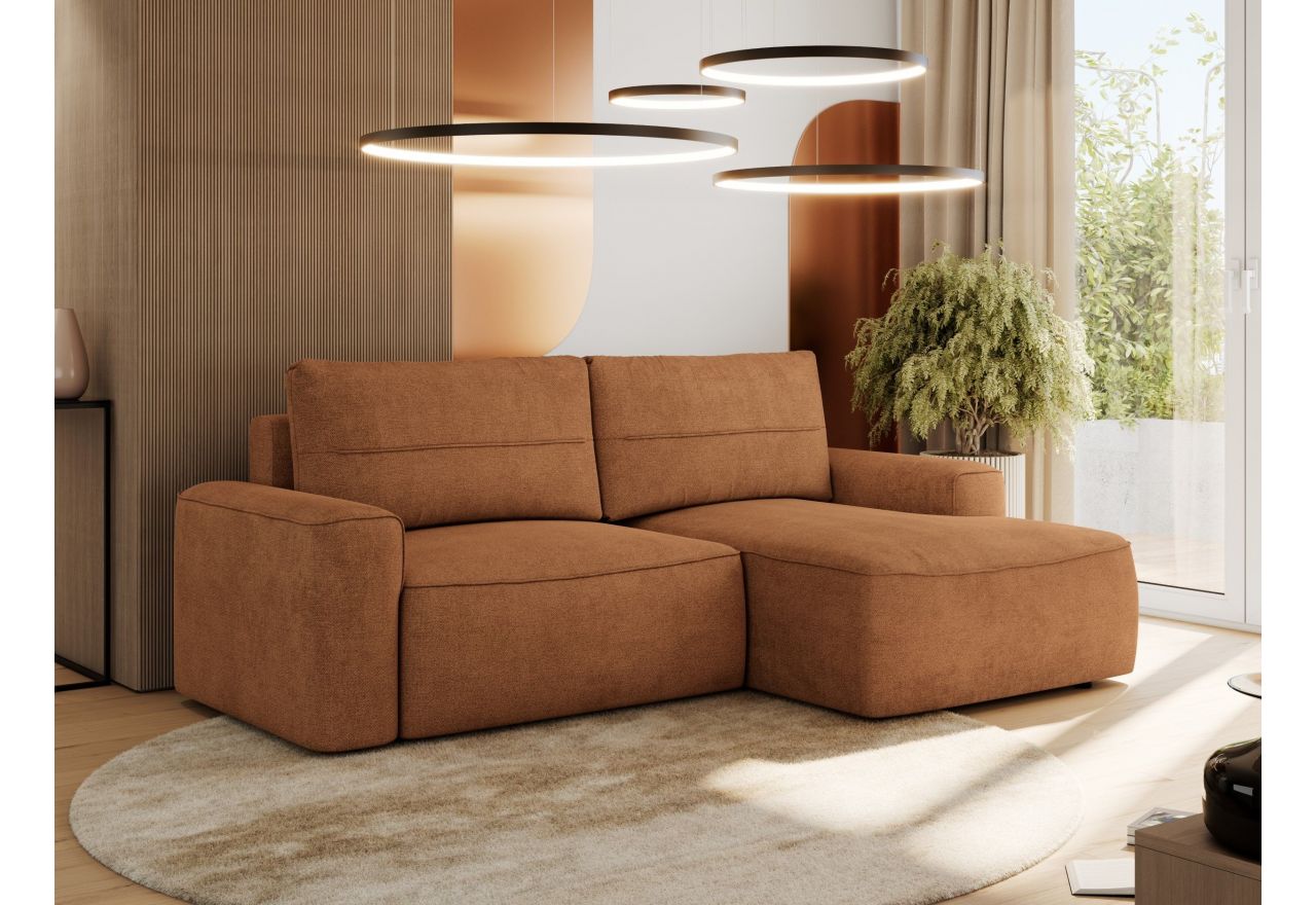 Narożnik BELLUNO L - strona prawa - pomarańczowy, struktura