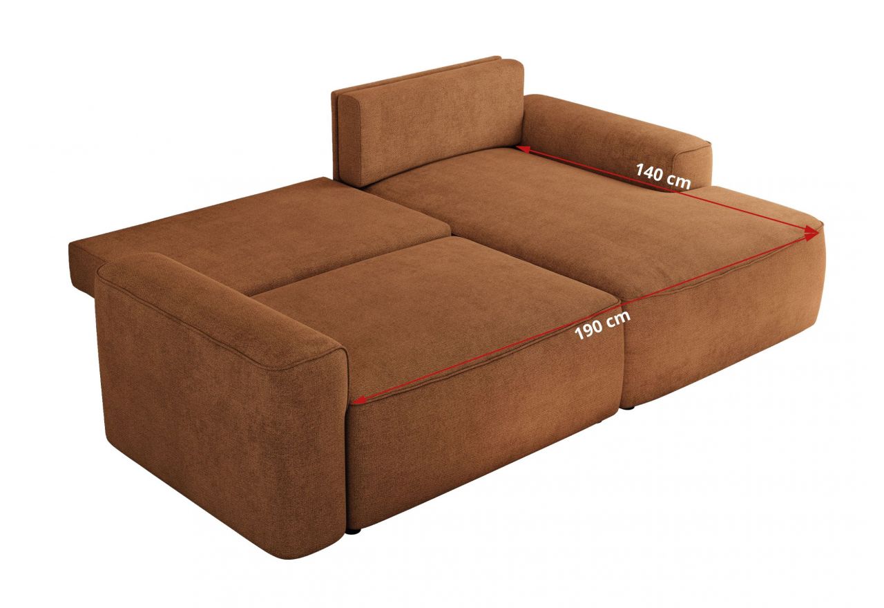 Narożnik BELLUNO L - strona prawa - pomarańczowy, struktura