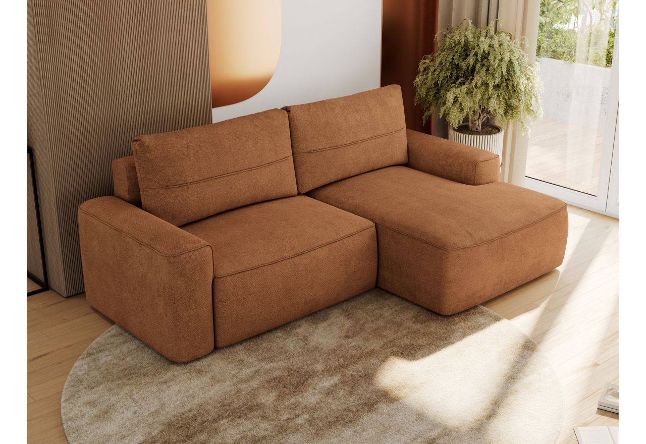 Narożnik BELLUNO L - strona prawa - pomarańczowy, struktura