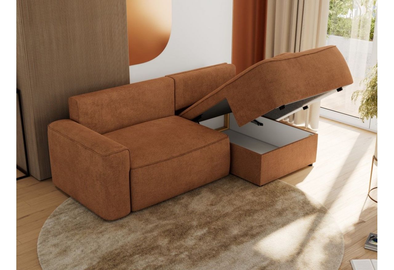 Narożnik BELLUNO L - strona prawa - pomarańczowy, struktura