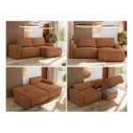 Narożnik BELLUNO L - strona prawa - pomarańczowy, struktura