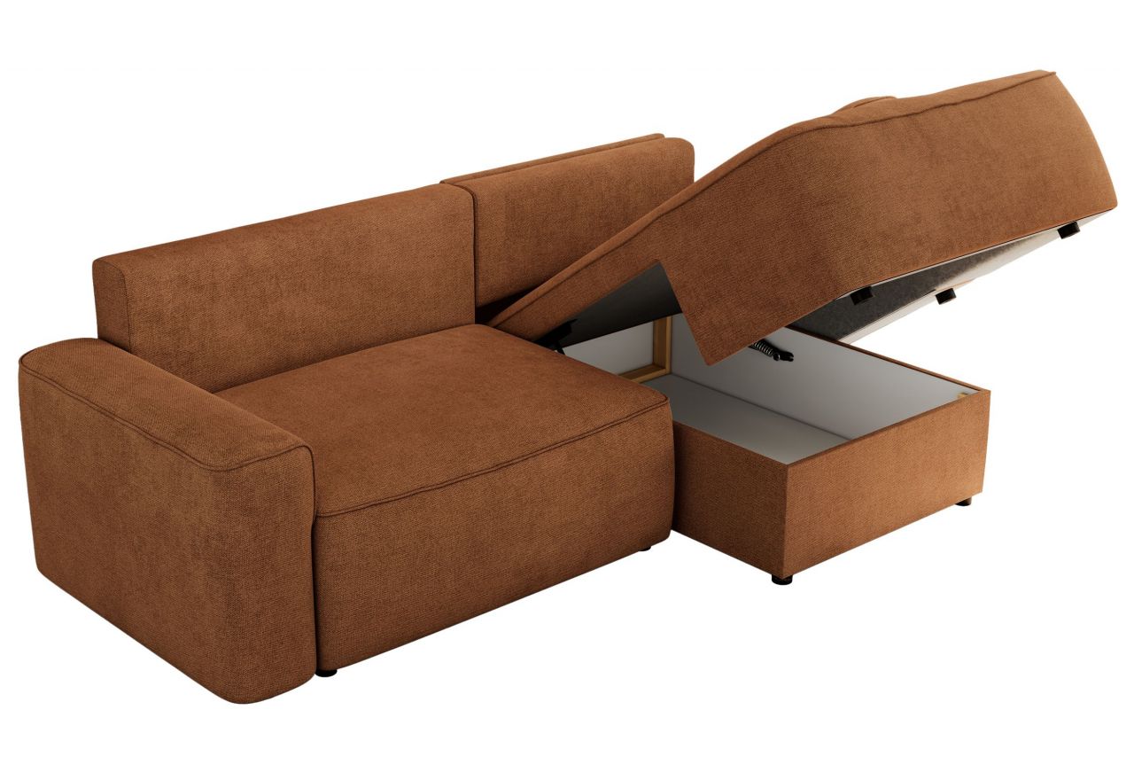 Narożnik BELLUNO L - strona prawa - pomarańczowy, struktura