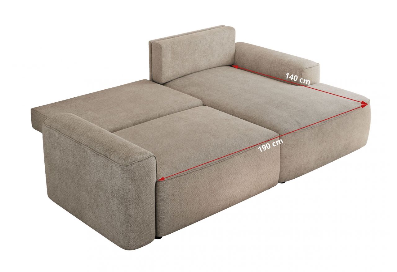 Narożnik BELLUNO L - strona prawa - beżowy, struktura