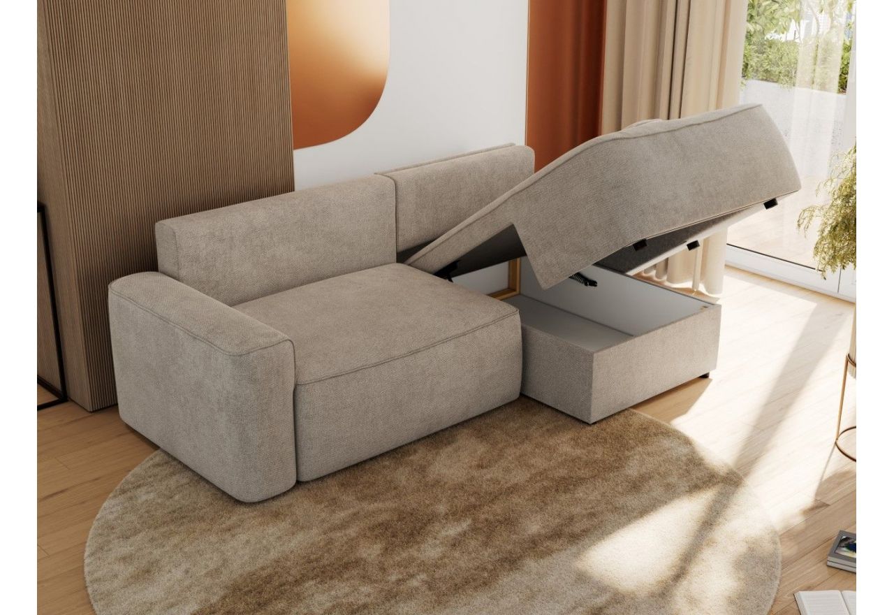 Narożnik BELLUNO L - strona prawa - beżowy, struktura