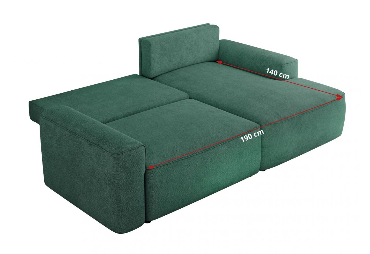 Narożnik BELLUNO L - strona prawa - zielony, struktura