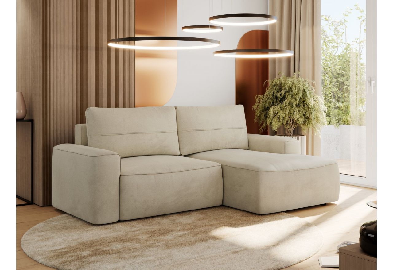 Narożnik BELLUNO L - strona prawa - beżowy, welwet