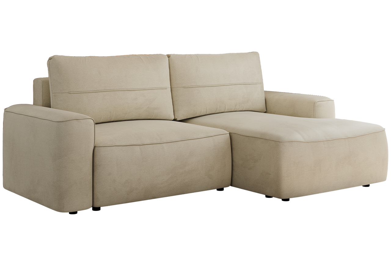 Narożnik BELLUNO L - strona prawa - beżowy, welwet