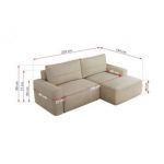 Narożnik BELLUNO L - strona prawa - beżowy, welwet