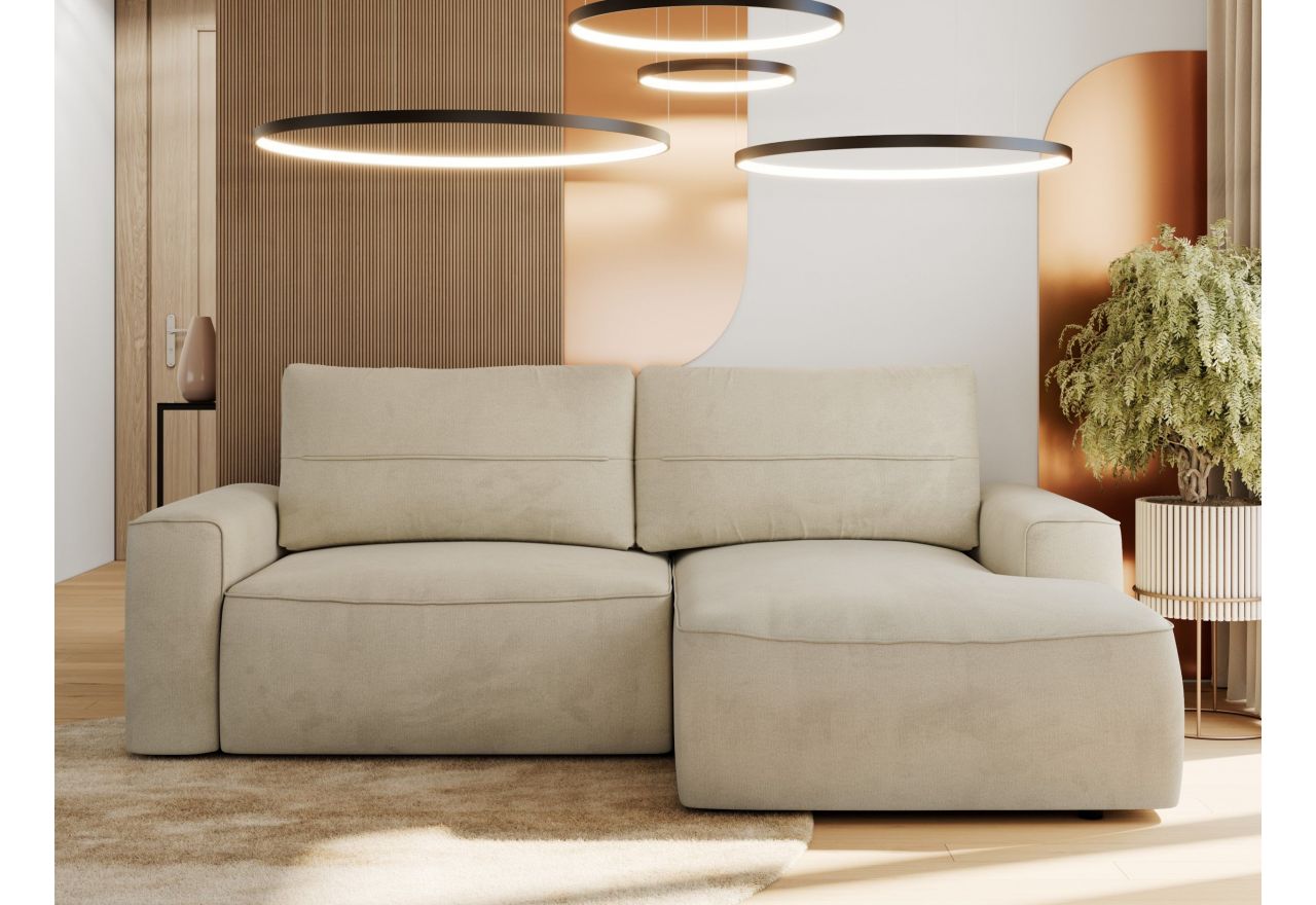 Narożnik BELLUNO L - strona prawa - beżowy, welwet