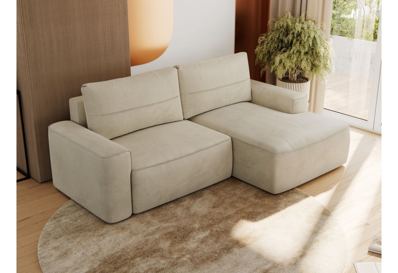 Narożnik BELLUNO L - strona prawa - beżowy, welwet