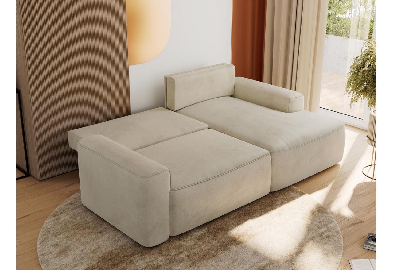 Narożnik BELLUNO L - strona prawa - beżowy, welwet