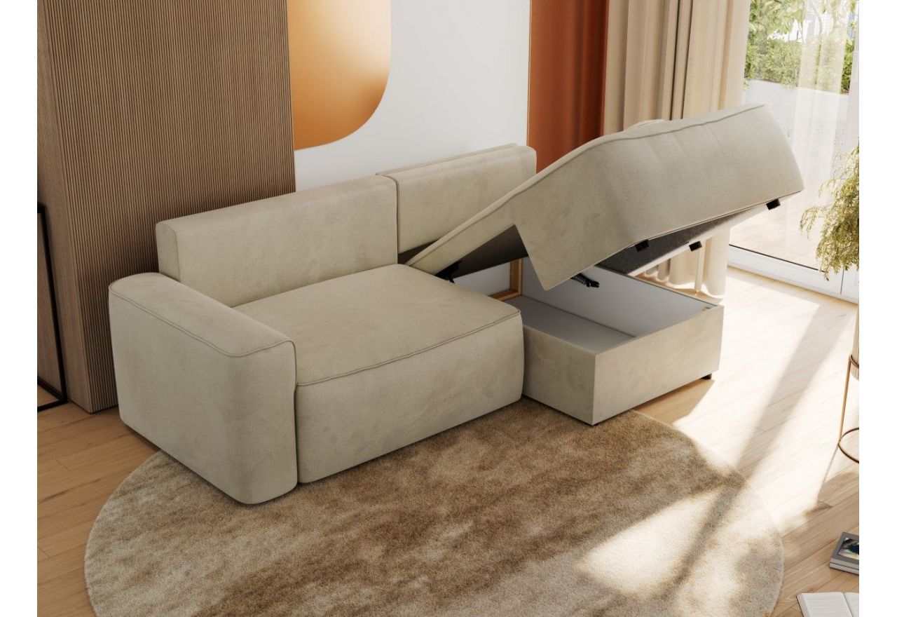 Narożnik BELLUNO L - strona prawa - beżowy, welwet