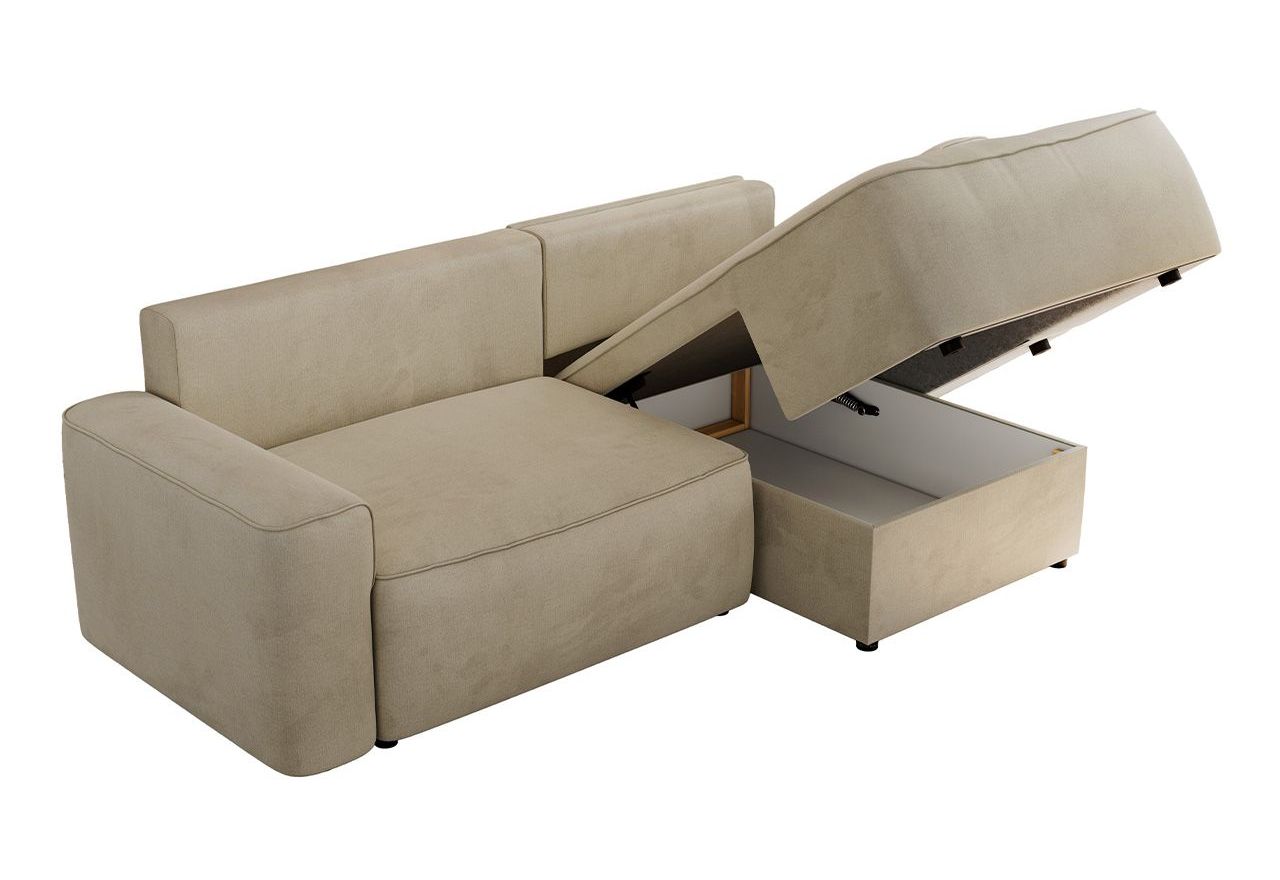 Narożnik BELLUNO L - strona prawa - beżowy, welwet