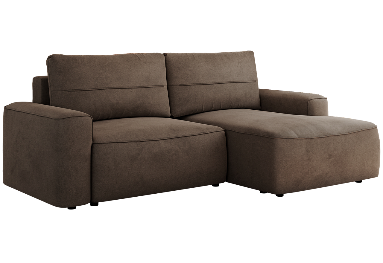 Narożnik BELLUNO L - strona prawa - brązowy, welwet