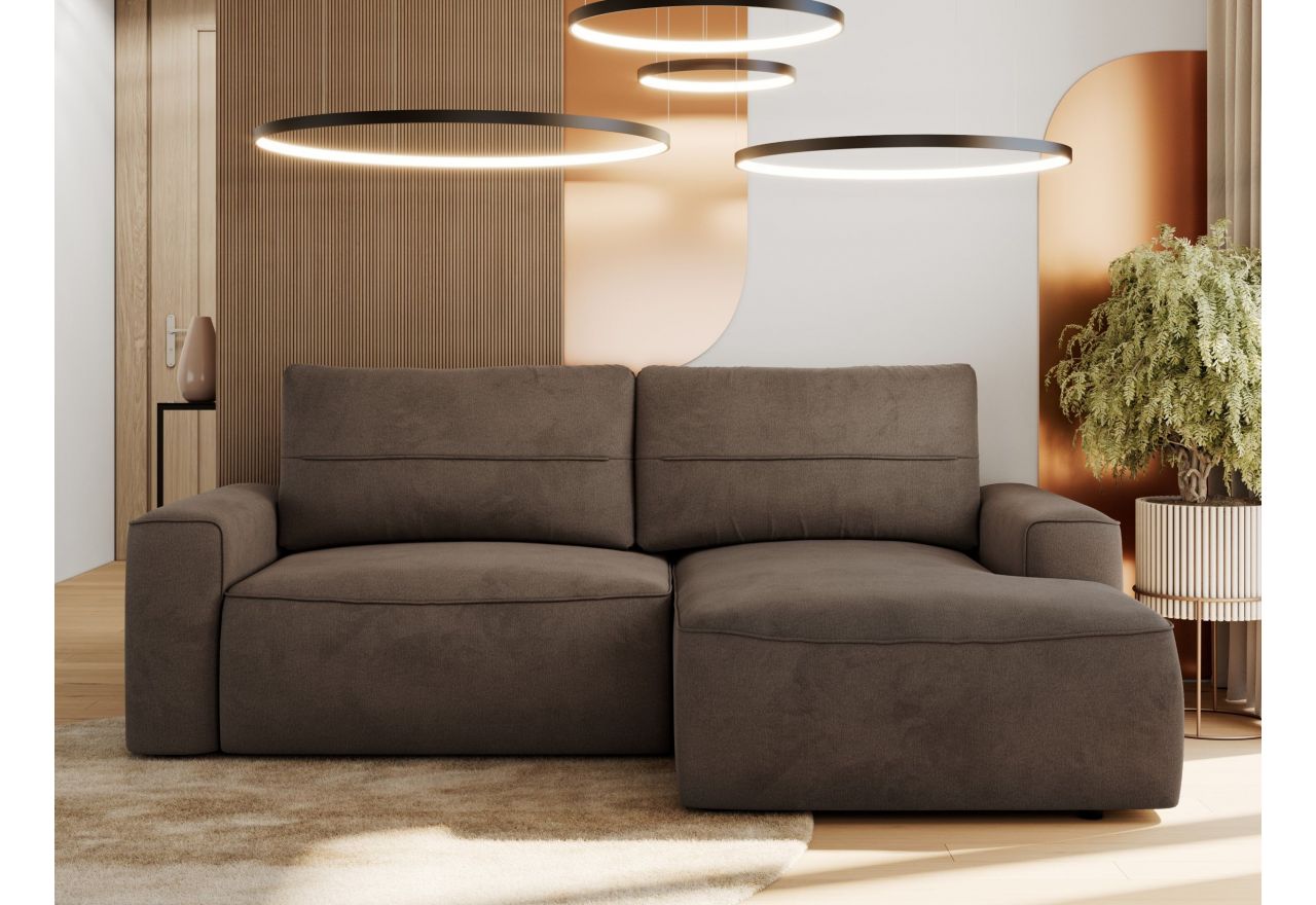 Narożnik BELLUNO L - strona prawa - brązowy, welwet