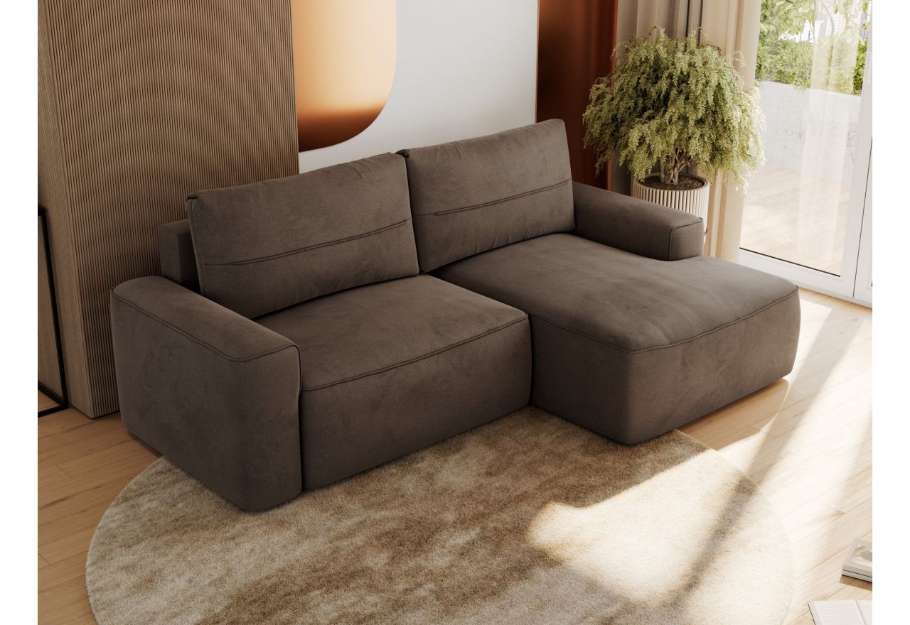 Narożnik BELLUNO L - strona prawa - brązowy, welwet