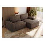 Narożnik BELLUNO L - strona prawa - brązowy, welwet