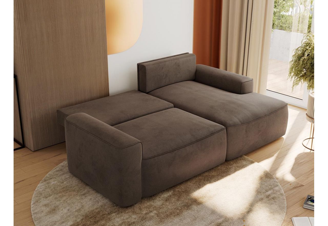 Narożnik BELLUNO L - strona prawa - brązowy, welwet