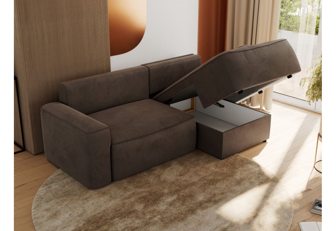 Narożnik BELLUNO L - strona prawa - brązowy, welwet
