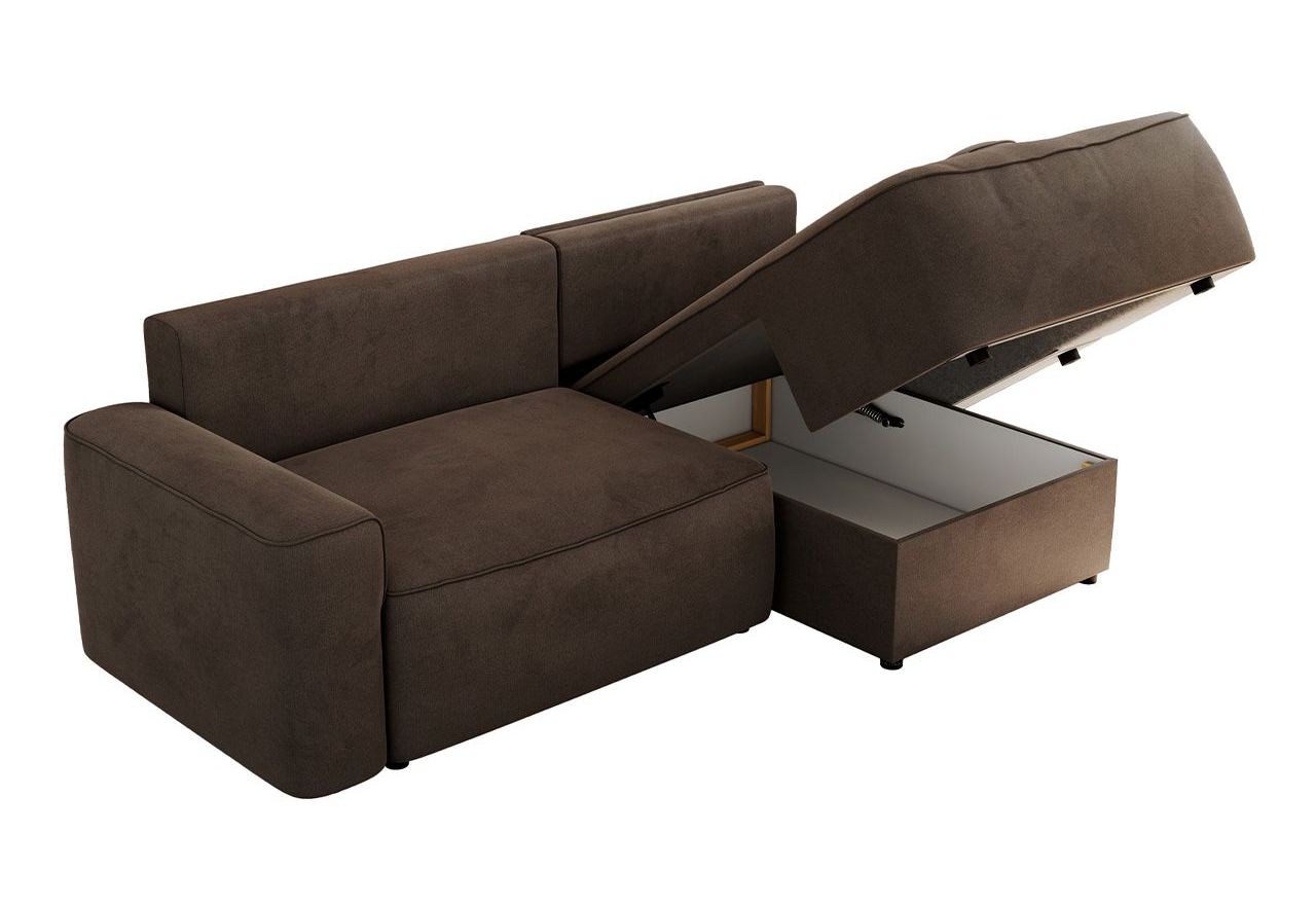 Narożnik BELLUNO L - strona prawa - brązowy, welwet