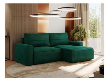 Narożnik BELLUNO L - strona prawa - ciemnozielony, welwet