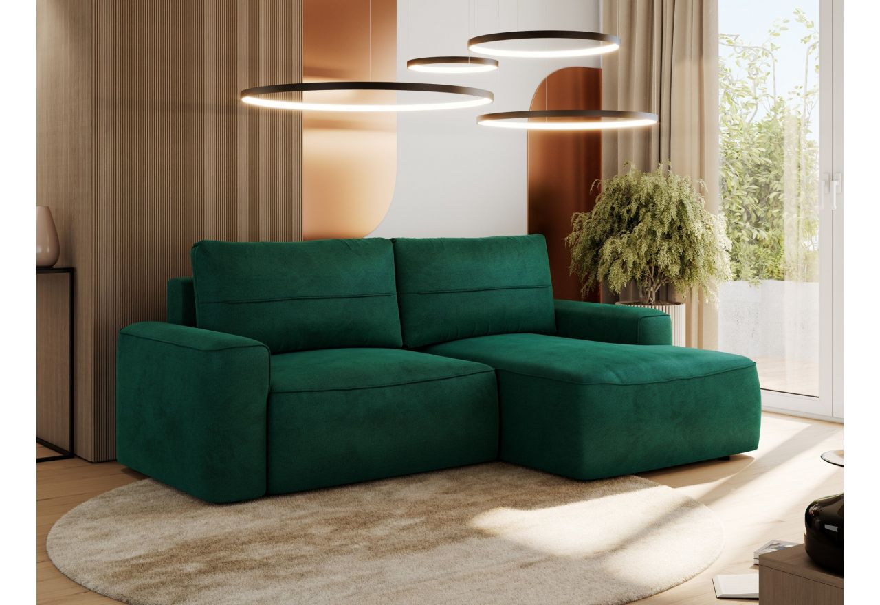 Narożnik BELLUNO L - strona prawa - ciemnozielony, welwet