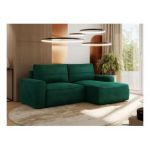 Narożnik BELLUNO L - strona prawa - ciemnozielony, welwet