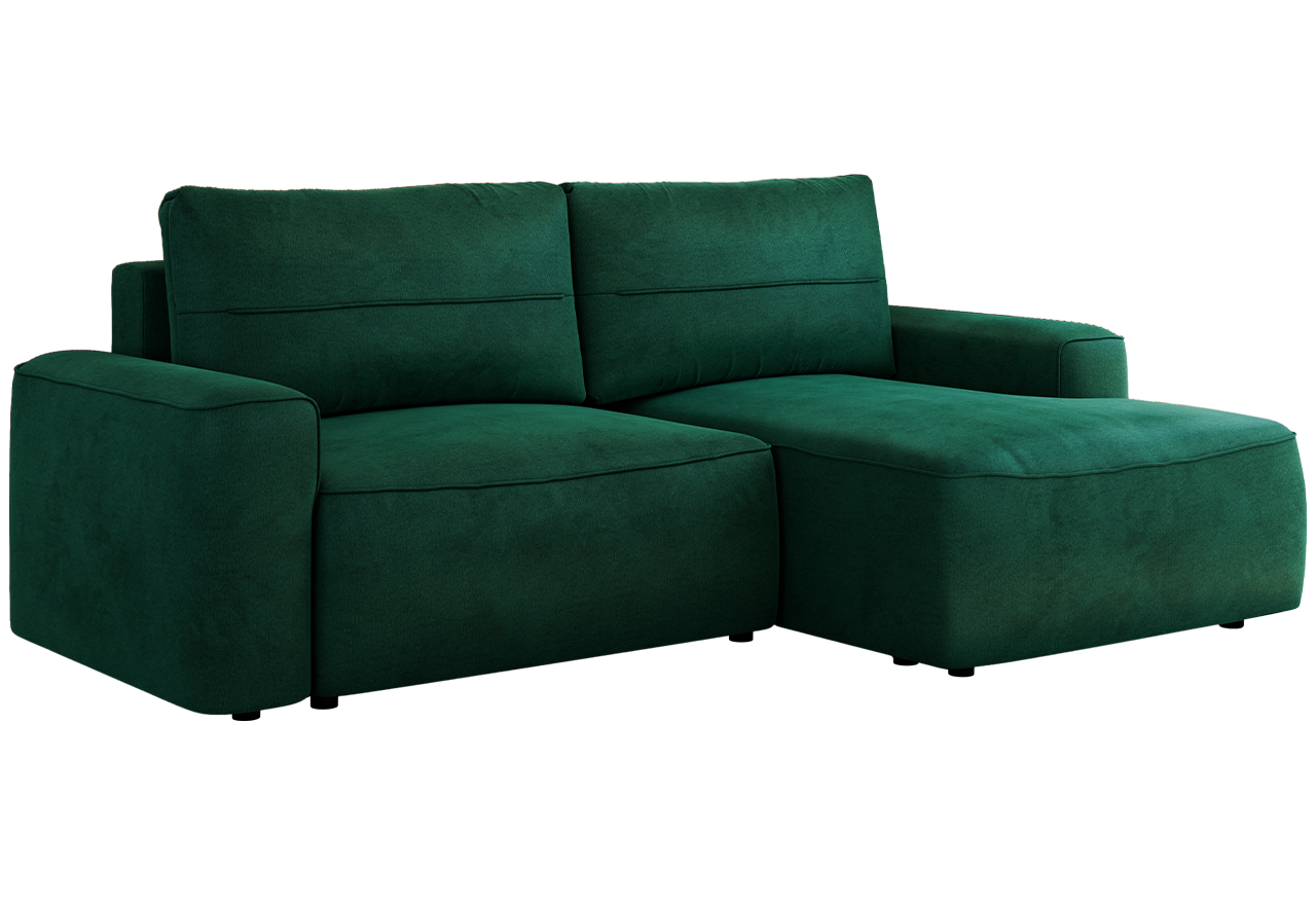 Narożnik BELLUNO L - strona prawa - ciemnozielony, welwet