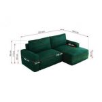 Narożnik BELLUNO L - strona prawa - ciemnozielony, welwet