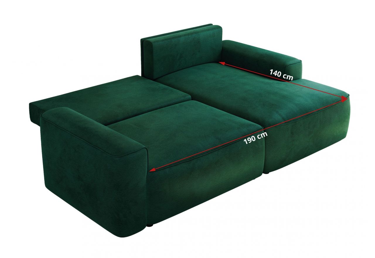 Narożnik BELLUNO L - strona prawa - ciemnozielony, welwet