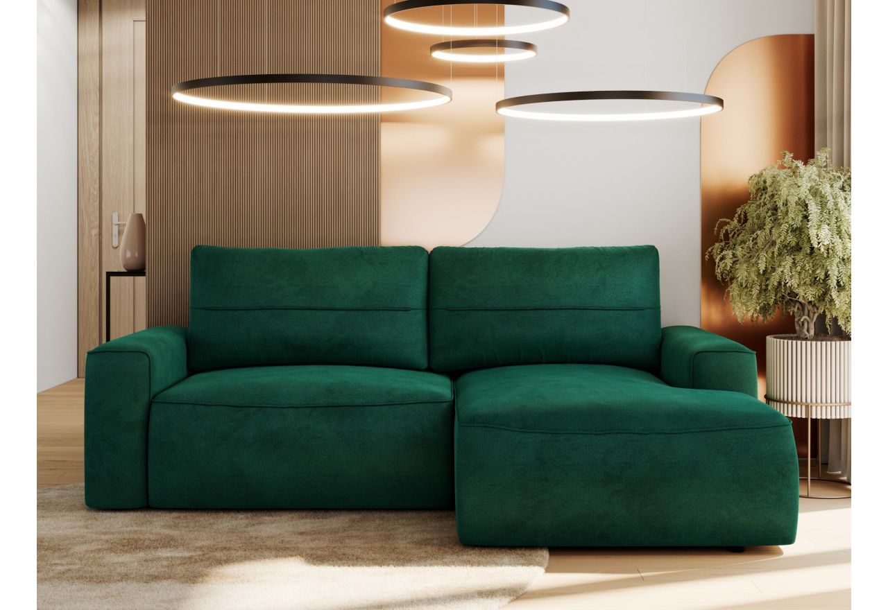 Narożnik BELLUNO L - strona prawa - ciemnozielony, welwet