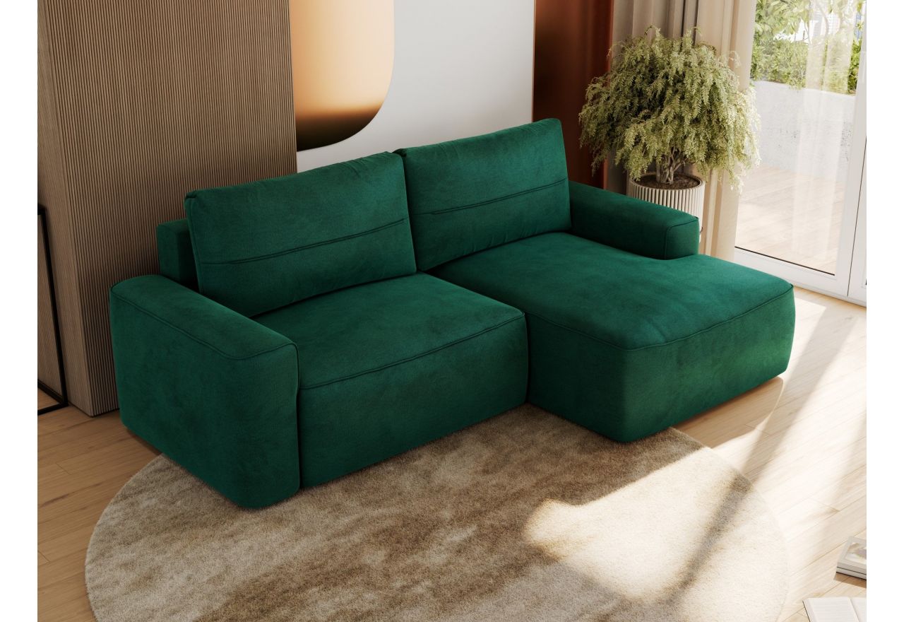 Narożnik BELLUNO L - strona prawa - ciemnozielony, welwet