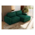 Narożnik BELLUNO L - strona prawa - ciemnozielony, welwet