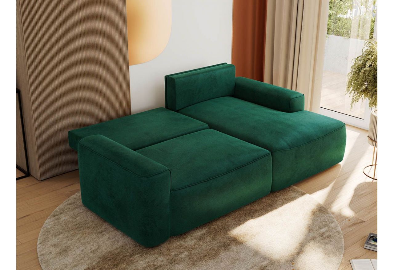 Narożnik BELLUNO L - strona prawa - ciemnozielony, welwet
