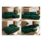 Narożnik BELLUNO L - strona prawa - ciemnozielony, welwet