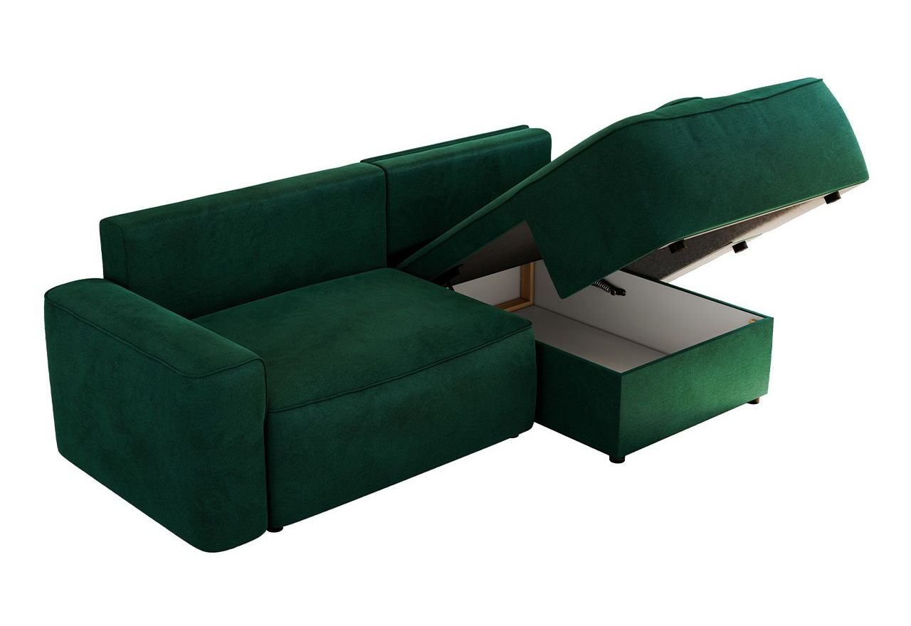 Narożnik BELLUNO L - strona prawa - ciemnozielony, welwet