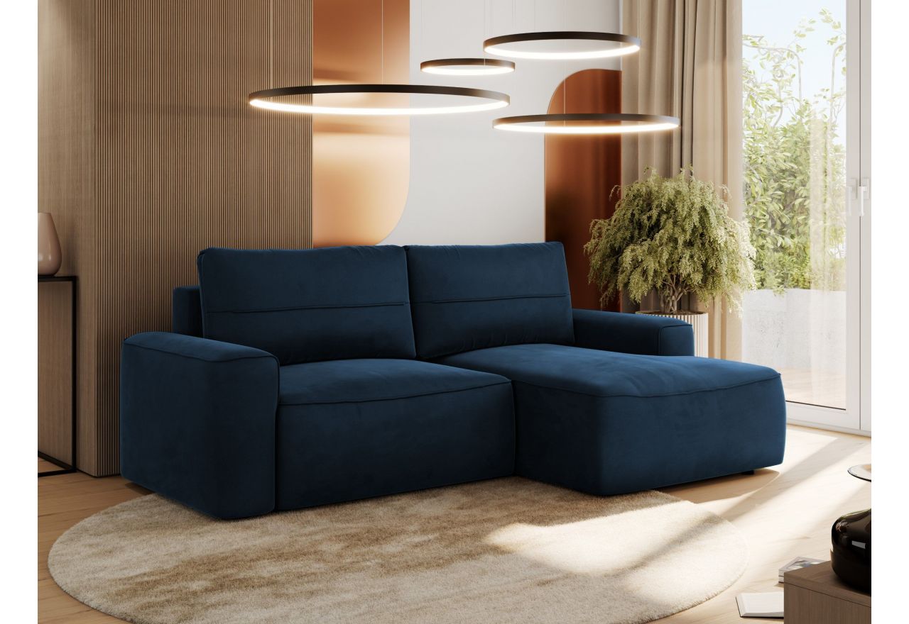 Narożnik BELLUNO L - strona prawa - ciemnoniebieski, welwet