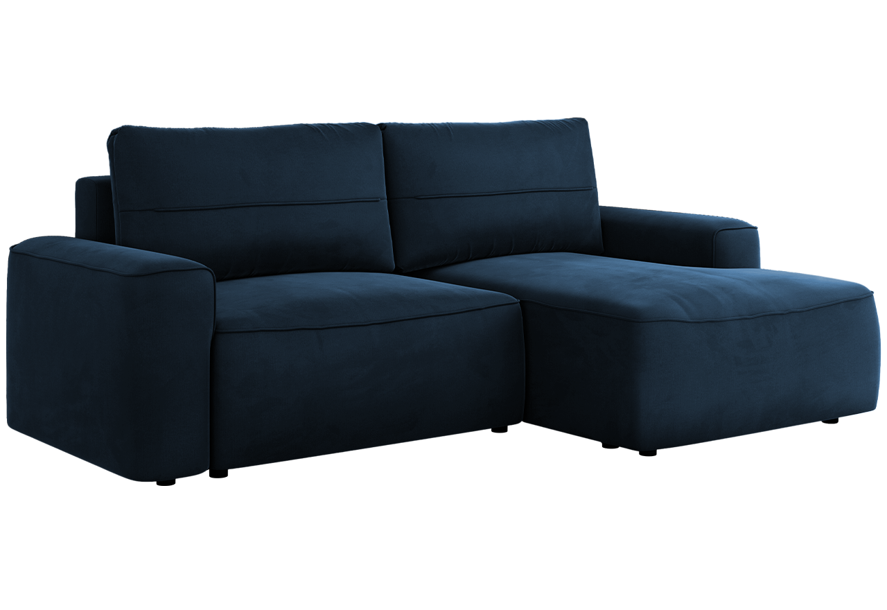 Narożnik BELLUNO L - strona prawa - ciemnoniebieski, welwet