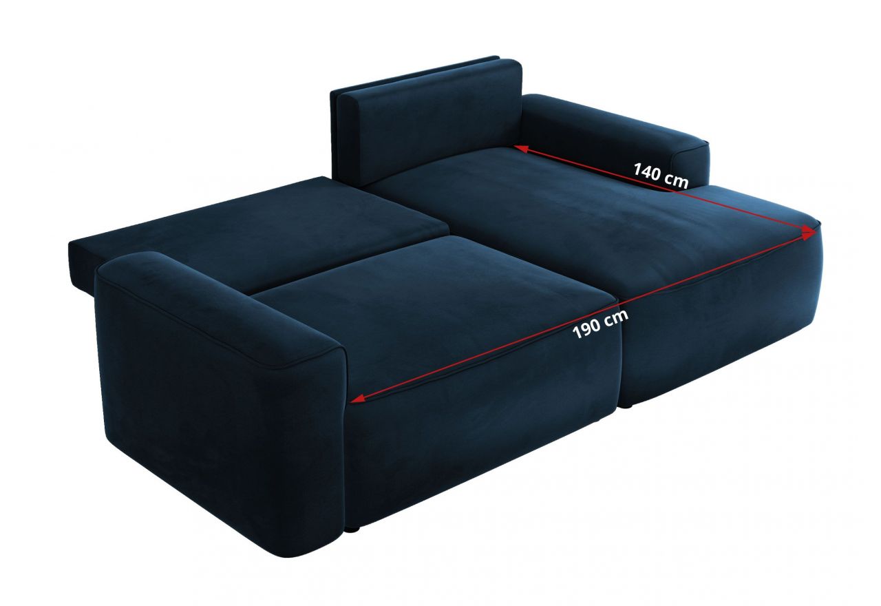 Narożnik BELLUNO L - strona prawa - ciemnoniebieski, welwet