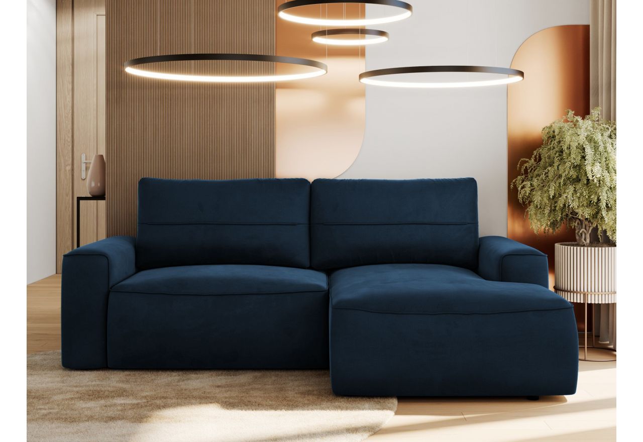 Narożnik BELLUNO L - strona prawa - ciemnoniebieski, welwet
