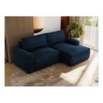 Narożnik BELLUNO L - strona prawa - ciemnoniebieski, welwet